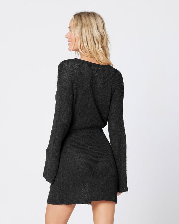L*SPACE Black Topanga Sweater Knit Cover-Up
