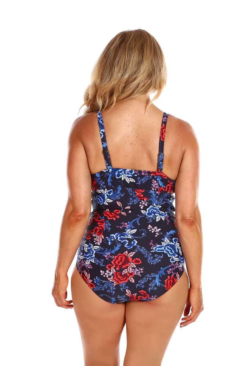 Capriosca Embroidered Roses Underwire One Piece