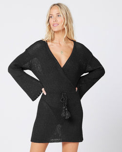 L*SPACE Black Topanga Sweater Knit Cover-Up