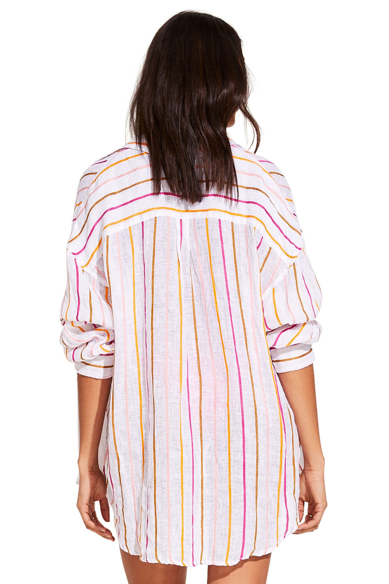 Vitamin A Ecolinen Gauze Sunny Stripe Playa Linen Oversized Shirt